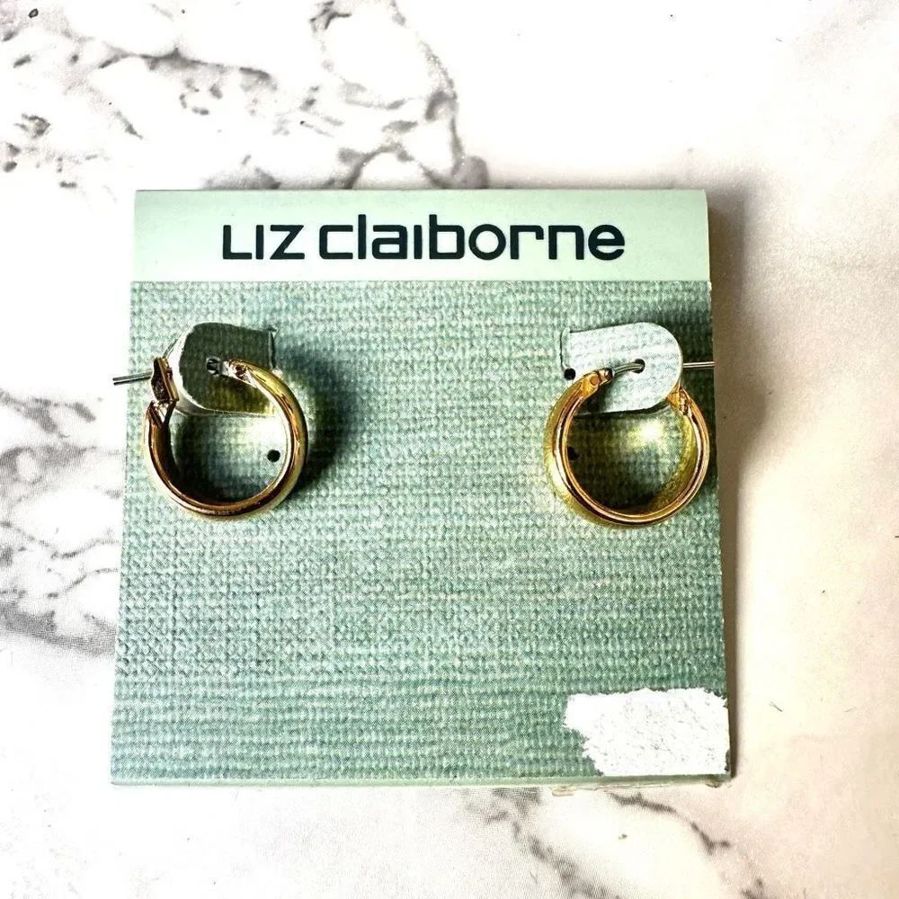 Liz Claiborne gold tone small hoop earrings